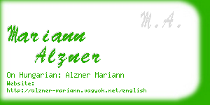 mariann alzner business card